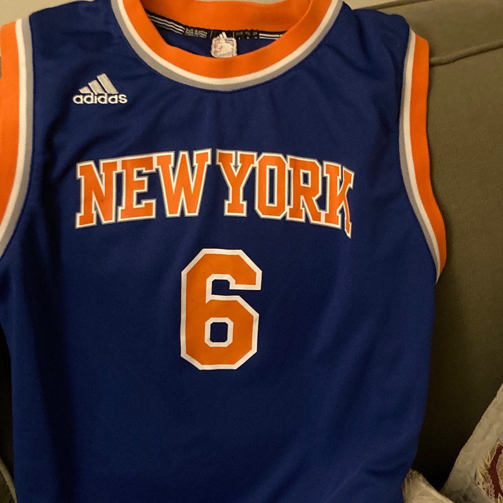 Adidas New York Blue and Orange Basketball Jersey